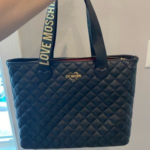 LOVE MOSCHINO BLACK LEATHER TOTE